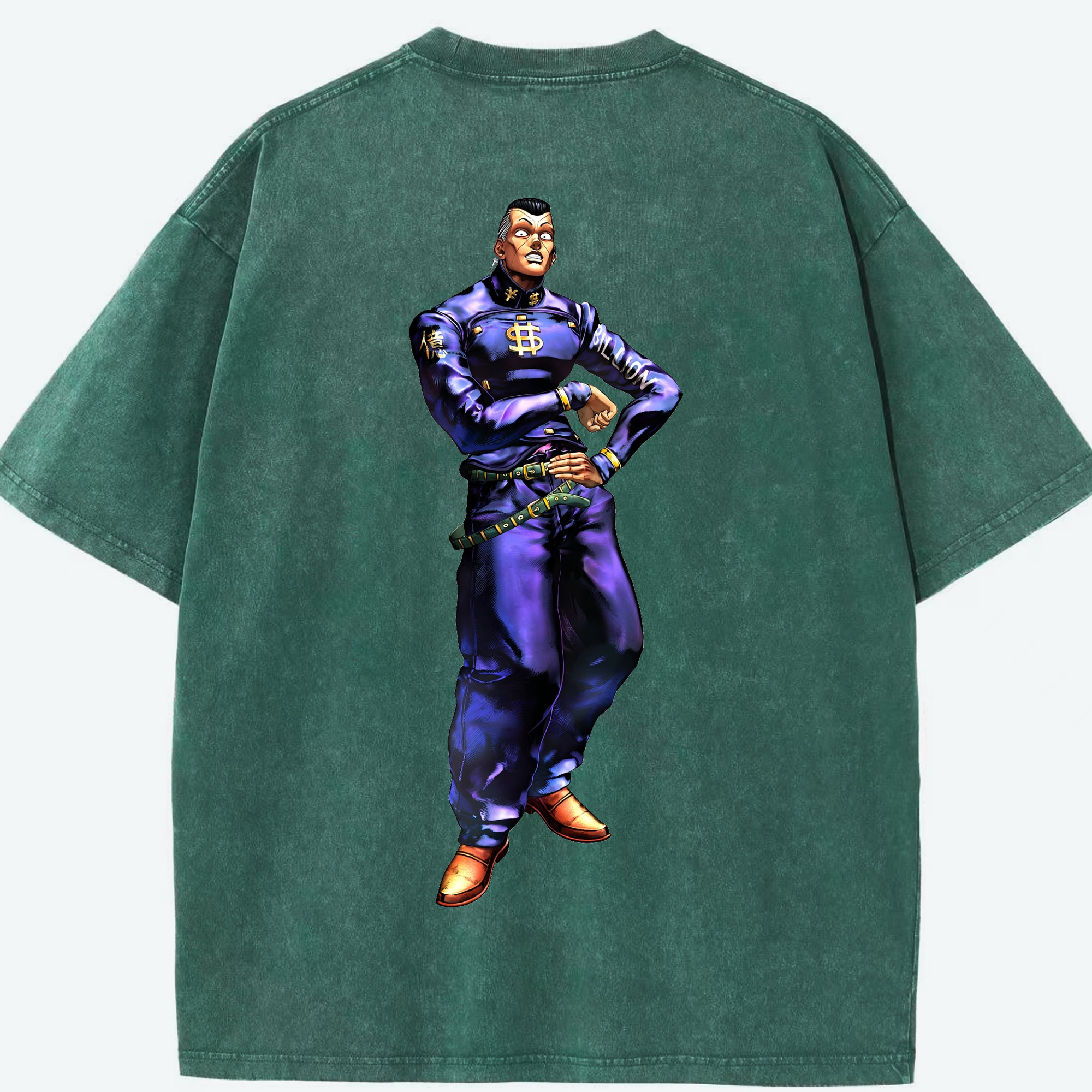 （画像用） ジョジョの奇妙な冒険 虹村億泰 にじむら おくやす JoJo's Bizarre Adventure Nijimura Okuyasu 綿100% ヴィンテージ風 半袖Tシャツ（背面プリント）